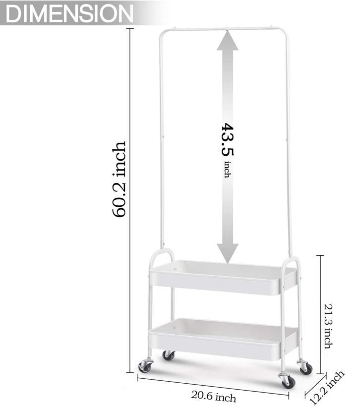 Clothing Rack with 2 Tier Metal Basket - Image 3